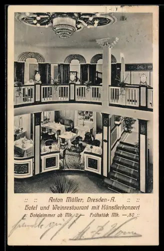 AK Dresden, Hotel und Weinrestaurant von Anton Müller, Innenräume