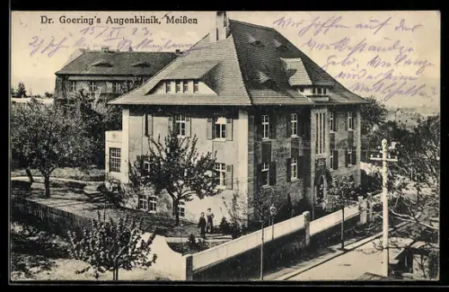 AK Meissen, Augenklinik Dr. Goering mit Strassenpartie