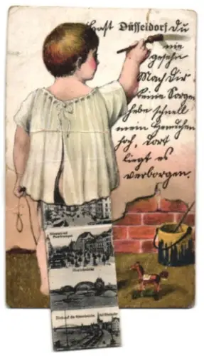 Leporello-AK Düsseldorf, Graf Adolfstrasse, Königs-Allee, Hofgartenstrasse und Corneliusplatz