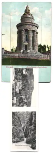 Leporello-AK Eisenach, Burschenschaftsdenkmal, Wartburg, Marktplatz, Nicolaitor, Lutherhaus u. Lutherdenkmal