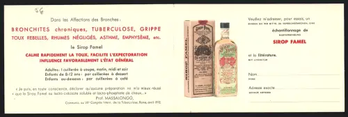 Klapp-AK Genève, Mess. Uhlmann-Eyraud S. A., 26-30, Boulevard de la Cluse, Reklame für Sirop Famel