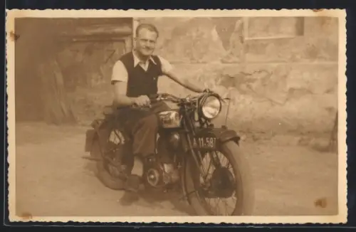 Foto-AK Motorrad FN mit Kennzeichen A 11-587