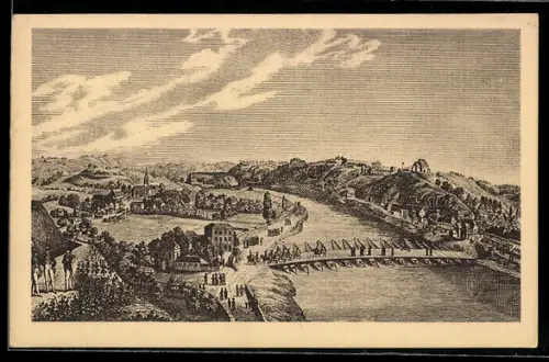 AK Meissen, Napoleons letzter Elbübergang am 7. Oktober 1813, Befreiungskriege