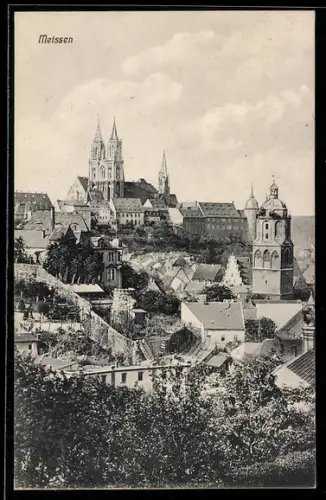 AK Meissen, Teilansicht mit Kirche