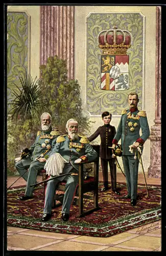 AK Prinzregent Luitpold von Bayern, König Ludwig III., Kronprinz Rupprecht, Prinz Luitpold