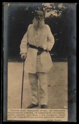 AK Leo Graf Tolstoi mit Gehstock