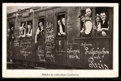 AK Abfahrt des einberufenen Landsturms