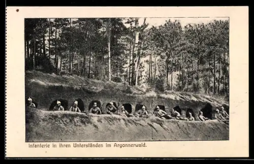 AK Argonnerwald, Infanterie in ihren Unterständen