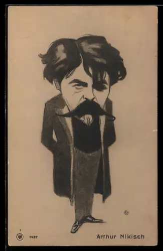 AK Portrait von Arthur Nikisch mit auffälligem Schnurrbart