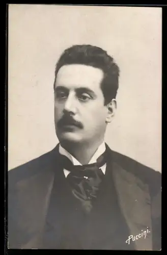 AK Portrait von Puccini in eleganter Kleidung