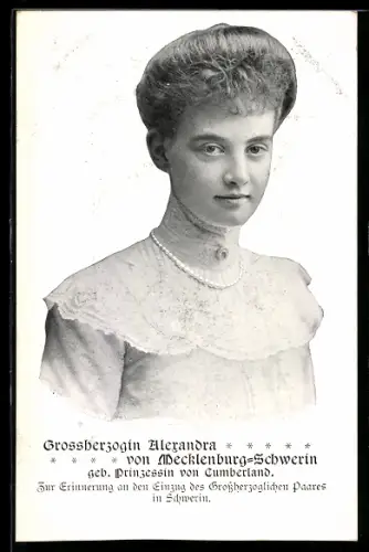 AK Grossherzogin Alexandra von Mecklenburg-Schwerin im Portrait