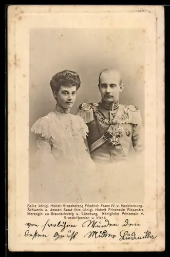 AK Grossherzog Friedrich Franz IV. von Mecklenburg-Schwerin und Prinzessin Alexandra von Braunschweig