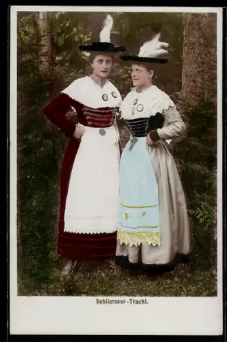 Foto-AK Fritz Gratl: Zwei Damen in Schlierseer-Tracht