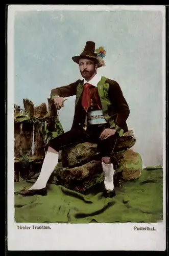 Foto-AK Fritz Gratl: Mann in Pusterthaler Tracht