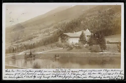 Foto-AK Fritz Gratl: Matrei, Pension Kraft mit angrenzendem Wald