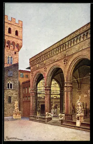 Künstler-AK Firenze, Loggia dei Lanzi