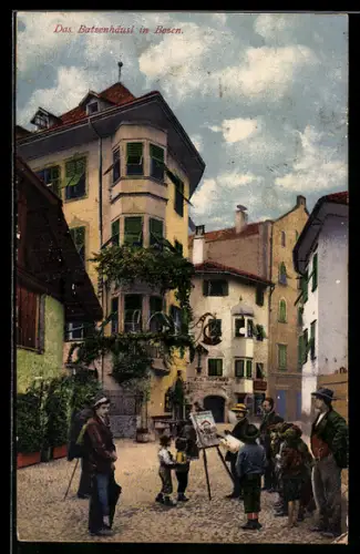 AK Bozen, Maler vor dem Gasthof Batzenhäusl