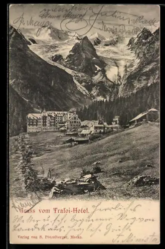 AK Trafoi, Trafoi-Hotel mit Bergpanorama