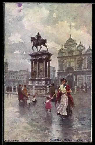 Künstler-AK Venezia, Monumento Cotteoni