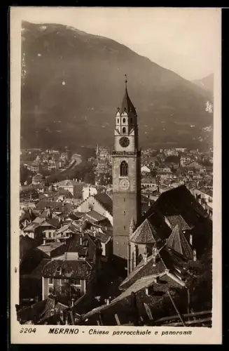 AK Merano / Meran, Chiesa Parrocchiale e Panorama