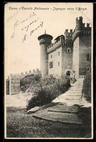 AK Torino, Castello Medioevale, Ingresso verso il Borgo