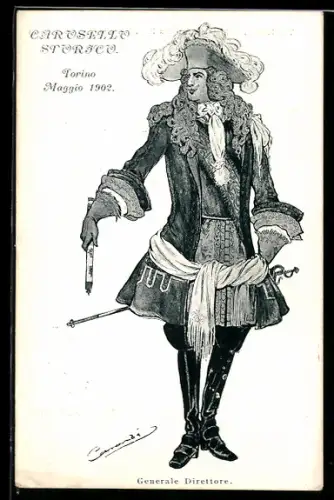 Künstler-AK Torino, Carosello Storico 1902, Generale Direttore