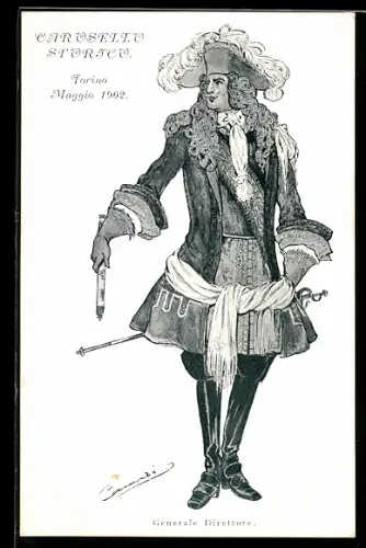 Künstler-AK Torino, Carosello Storico 1902, Generale Direttore