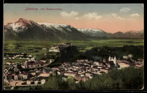 AK Salzburg, Panorama vom Kapuzinerberg mit Festung Hohensalzburg