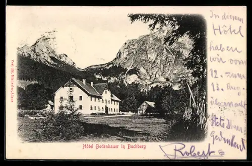 AK Buchberg, Hotel Bodenbauer mit Bergpanorama