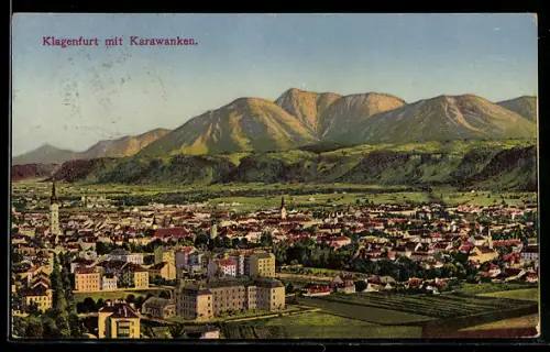 AK Klagenfurt, Panorama mit Karawanken