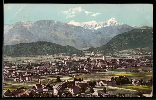 AK Villach, Panorama mit Mangart