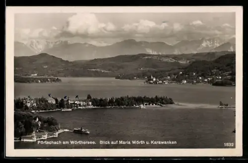 AK Pörtschach am Wörthersee, Blick auf Maria Wörth und Karawanken