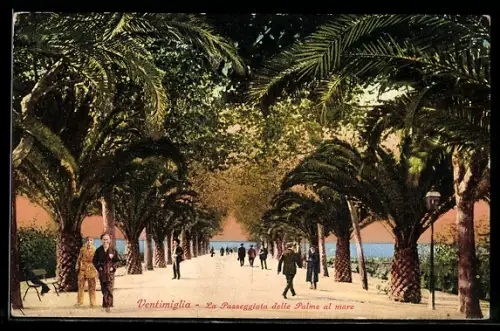 AK Ventimiglia, La Passeggiata delle Palme al mare