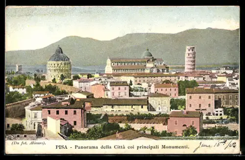 AK Pisa, Panorama della Città coi principali Monumenti