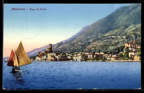 AK Malcesine /Lago di Garda, Teilansicht mit Burg
