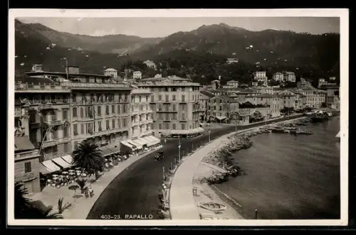 AK Rapallo, Strassenpartie mit Restaurant