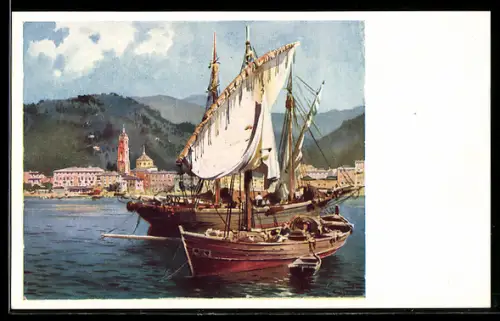 Künstler-AK Rapallo, Il Porto