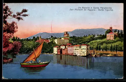 Künstler-AK San Michele di Pagana, Golfo Tigullio, Panorama