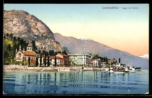 AK Cadenabbia /Lago di Como, Panorama mit Kirche