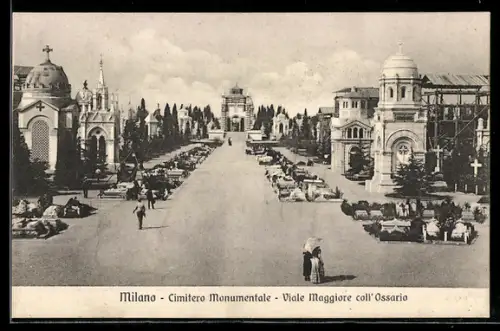 AK Milano, Cimitero Monumentale, Viale Maggiore coll` Ossario