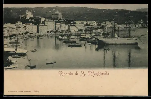 AK Santa Margherita Ligure, Porto con navi e città sullo sfondo