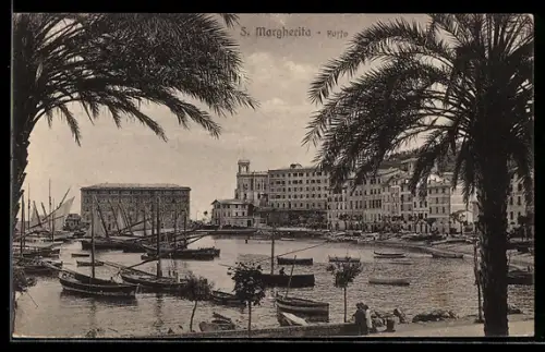 AK Santa Margherita Ligure, Vista del porto con barche e palme