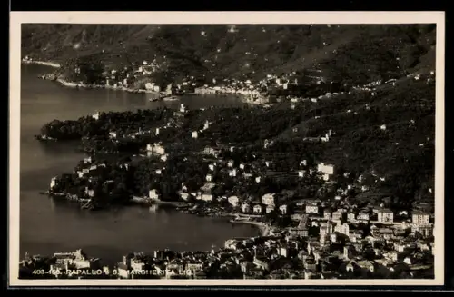 AK Rapallo, Rapallo e S. Margherita Ligure, Veduta aerea della costa e del paesaggio circostante