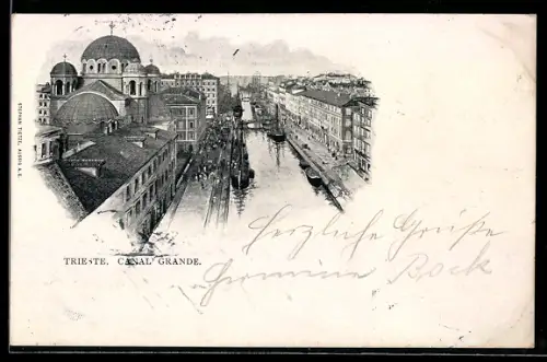 AK Trieste, Canal Grande e vista architettonica storica