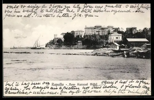 AK Rapallo, New Kursaal Hôtel e barche lungo la costa