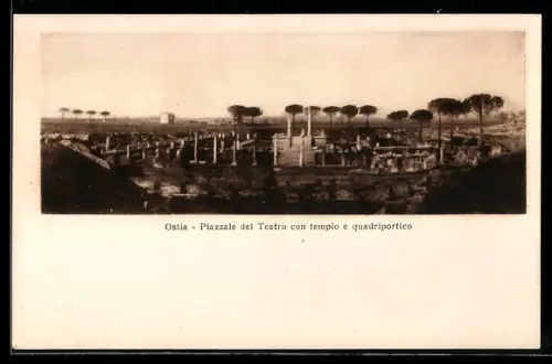 AK Ostia, Piazzale del Teatro con tempio e quadriportico