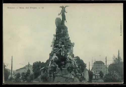 AK Torino, Mon. del Frejus, monumento imponente con figure allegoriche e dettagli architettonici raffinati