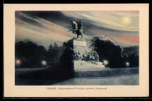 AK Torino, Monumento al Principe Amedeo notturno