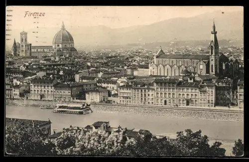 AK Firenze, Veduta panoramica con il Duomo e il fiume Arno