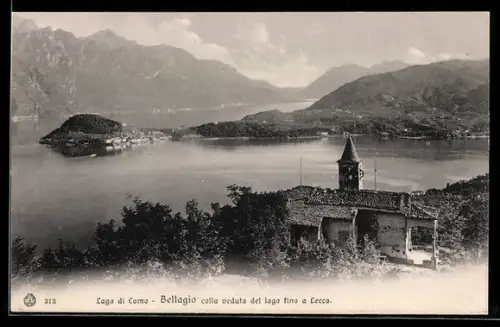 AK Bellagio /Lago di Como, Veduta del lago fino a Lecco